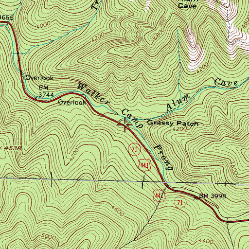 Topographic Map of Grassy Patch, TN
