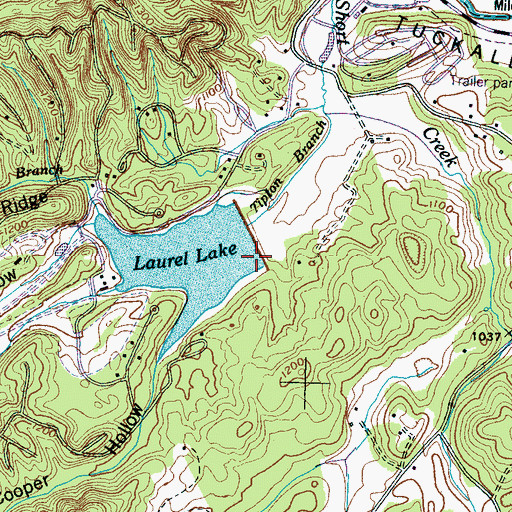 Topographic Map of Laurel Lake Dam, TN