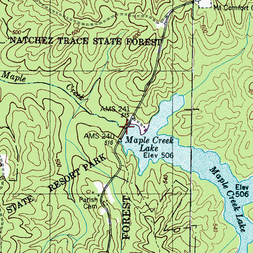 Topographic Map of Maple Creek Dam, TN