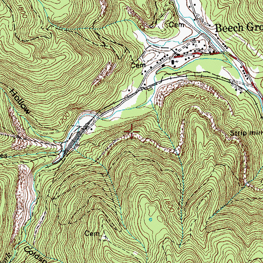 Topographic Map of Beech Valley Mine, TN