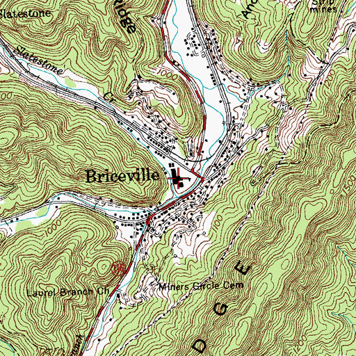 Topographic Map of Briceville Elementary School, TN