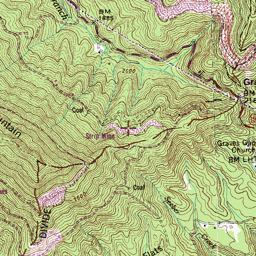 Topographic Map of Graves Gap Mine, TN