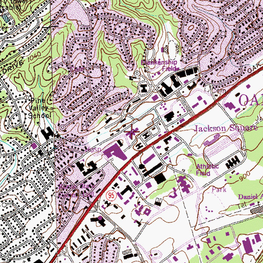 Topographic Map of Ridgeview Psychiatric Hospital, TN