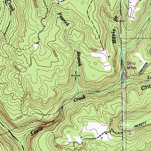 Topographic Map of Hickey Mine, TN