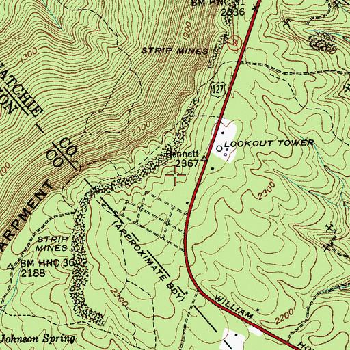 Topographic Map of Scott and Bowman Number 2 Mine, TN