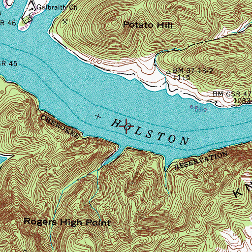 Topographic Map of Nalls Ford (historical), TN