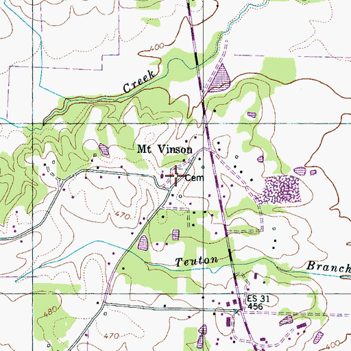Topographic Map of Mount Vinson Cemetery, TN