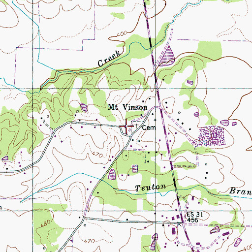 Topographic Map of Mount Vinson Church, TN