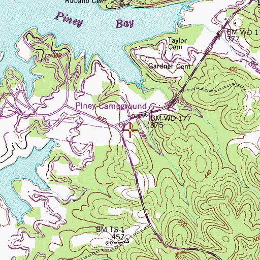 Topographic Map of Rowlett Cemetery, TN