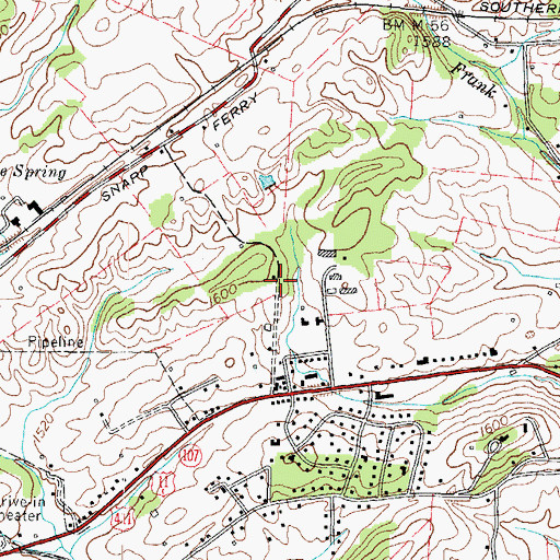 Topographic Map of Taylor Acres, TN