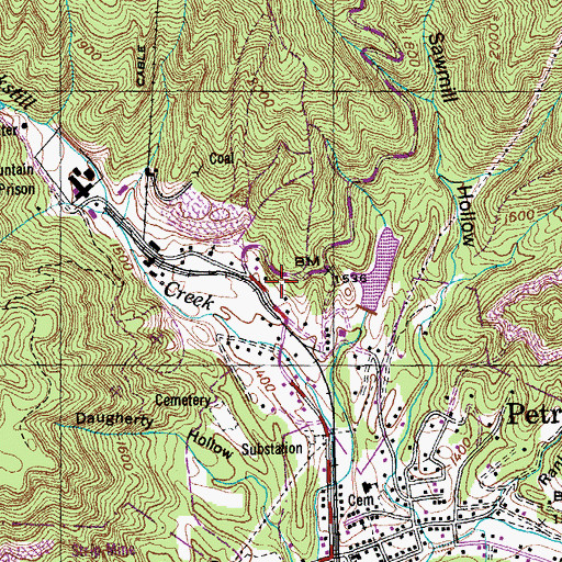Topographic Map of Brushy Mountain Number 3 Mine, TN