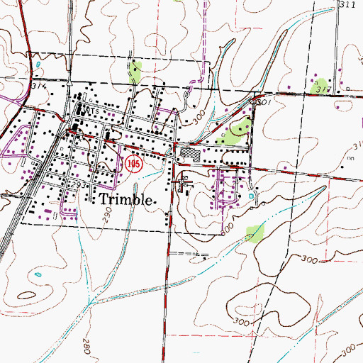 Topographic Map of Trimble Elementary School, TN
