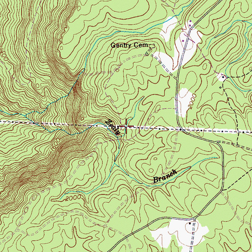 Topographic Map of Hilliard Falls, TN