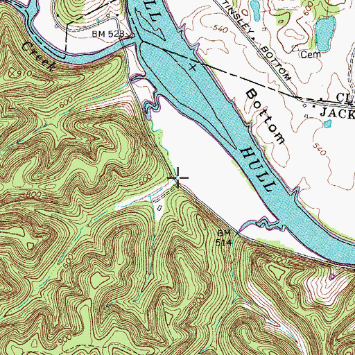 Topographic Map of Mercer Hollow, TN