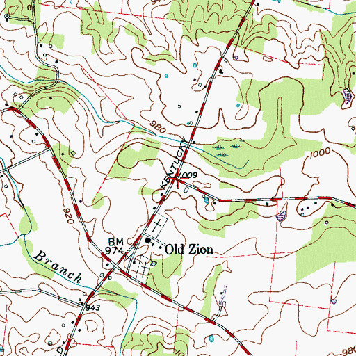 Topographic Map of Oliveville (historical), TN