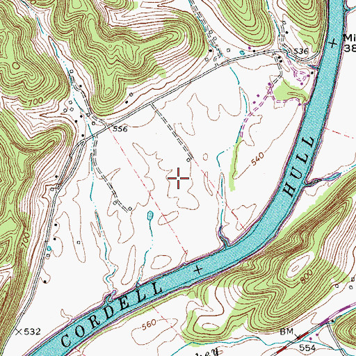 Topographic Map of Stones Bottom, TN