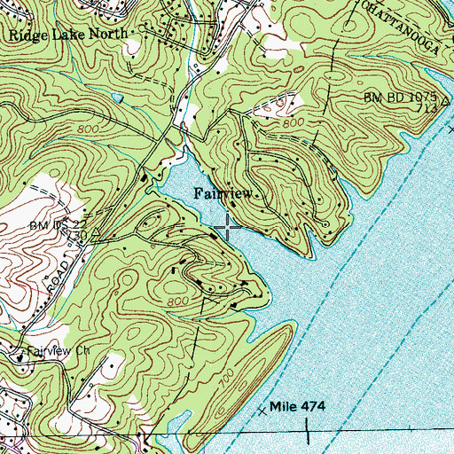 Topographic Map of Fairview Harbor, TN