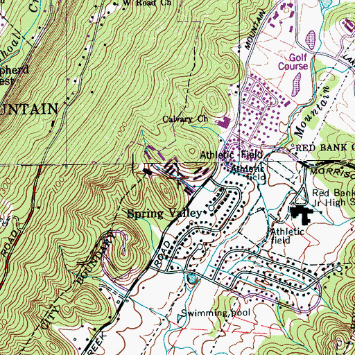 Topographic Map of Fountain Village, TN