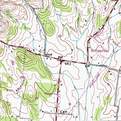 Topographic Map of Lindsayville (historical), TN