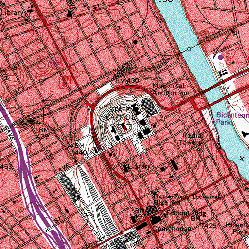 Topographic Map of Capitol Hill, TN