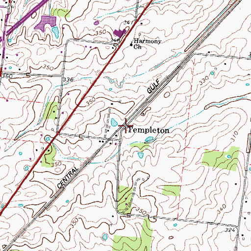 Topographic Map of Templeton, TN