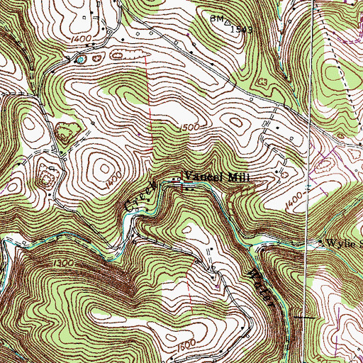 Topographic Map of Vancel Mill, TN