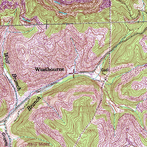 Topographic Map of Westbourne, TN