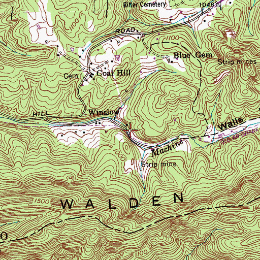 Topographic Map of Winslow, TN