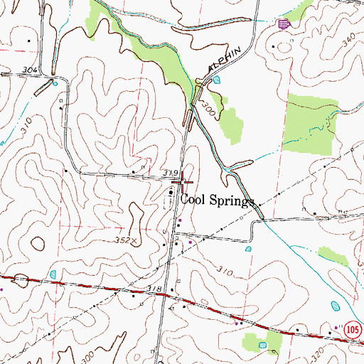 Topographic Map of Cool Springs, TN