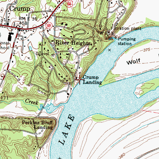 Topographic Map of Crump Landing, TN