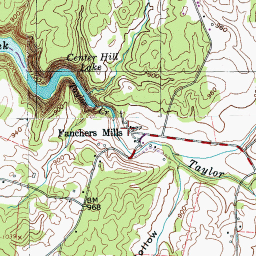 Topographic Map of Fanchers Mills, TN