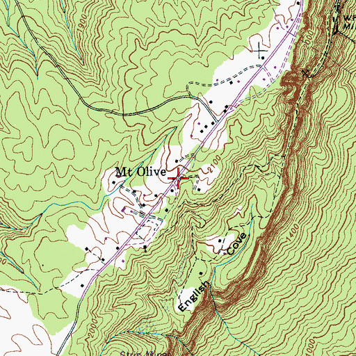 Topographic Map of Mount Olive, TN