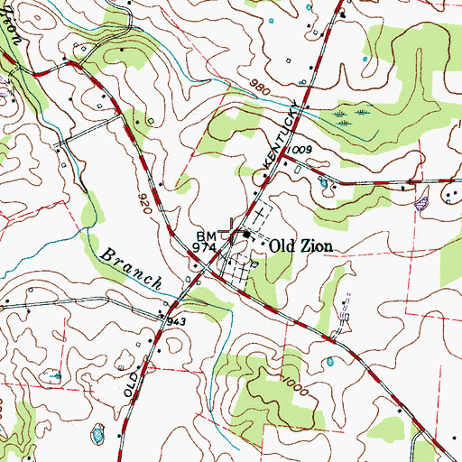 Topographic Map of Old Zion, TN