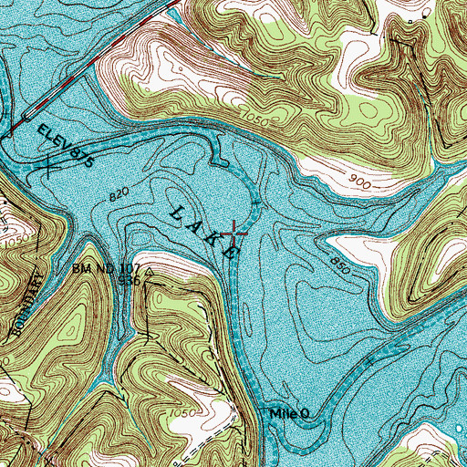 Topographic Map of Richardson Ford (historical), TN