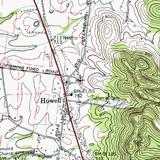 Topographic Map of Howell School (historical), TN