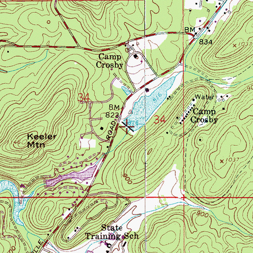 Topographic Map of Camp Cosby Dam, AL