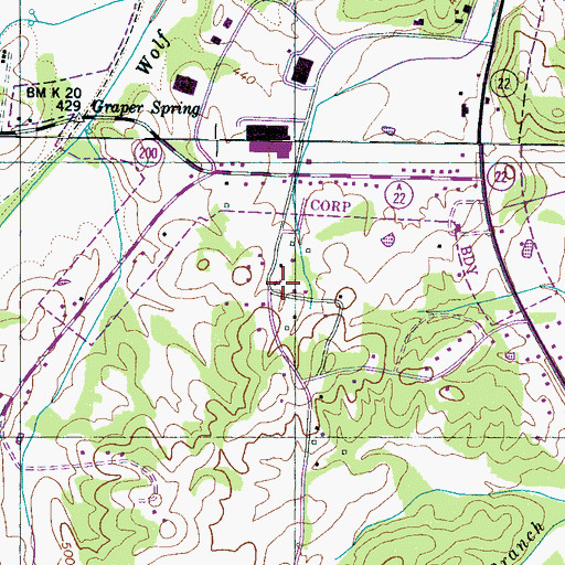 Topographic Map of Maple Grove Baptist Church, TN