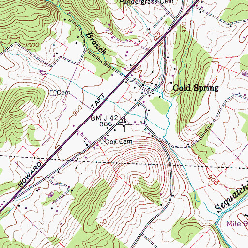 Topographic Map of Cold Springs School (historical), TN