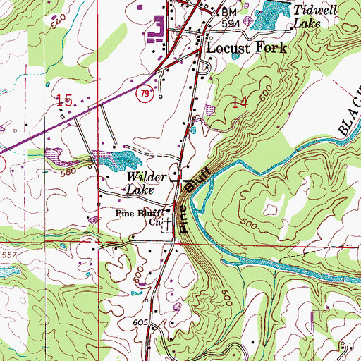 Topographic Map of Tom Robinette Lake, AL