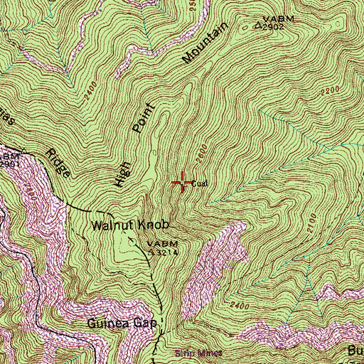 Topographic Map of Mahan-Ellison Mine, TN