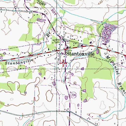 Topographic Map of Stantonville School (historical), TN