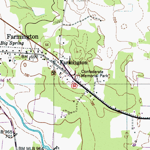 Topographic Map of Farmington School (historical), TN