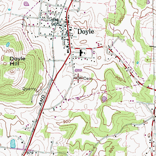 Topographic Map of Doyle Cemetery, TN