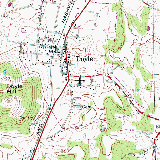 Topographic Map of Doyle Elementary School, TN