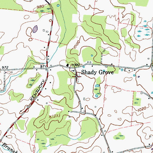 Topographic Map of Shady Grove Cemetery, TN