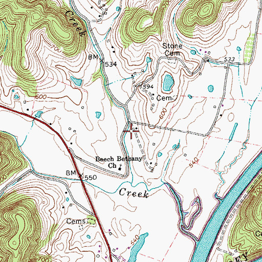 Topographic Map of Beech Bethany School (historical), TN