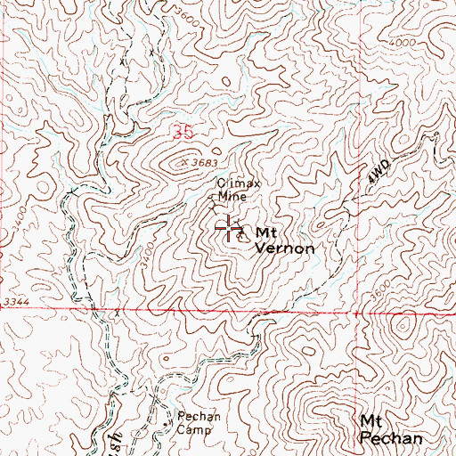 Topographic Map of Mount Vernon, AZ