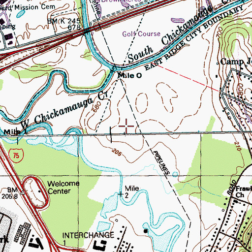 Topographic Map of Camp Jordan Park, TN