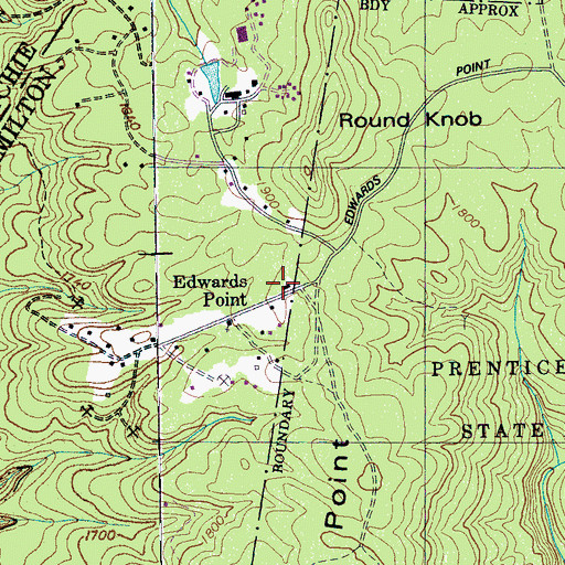 Topographic Map of Edwards Point School, TN