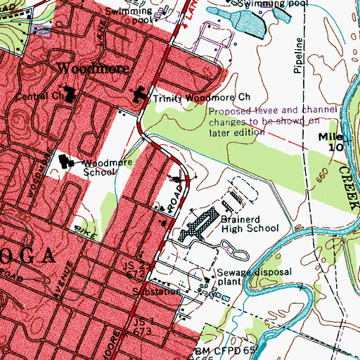 Topographic Map of Woodmore Church of God, TN
